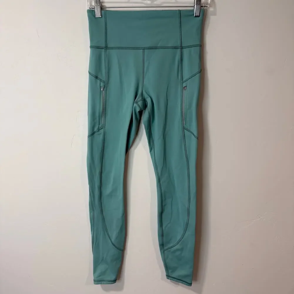 Athleta Women's‎ Rainier Leggings Tights Running Fleece Pockets Blue Small